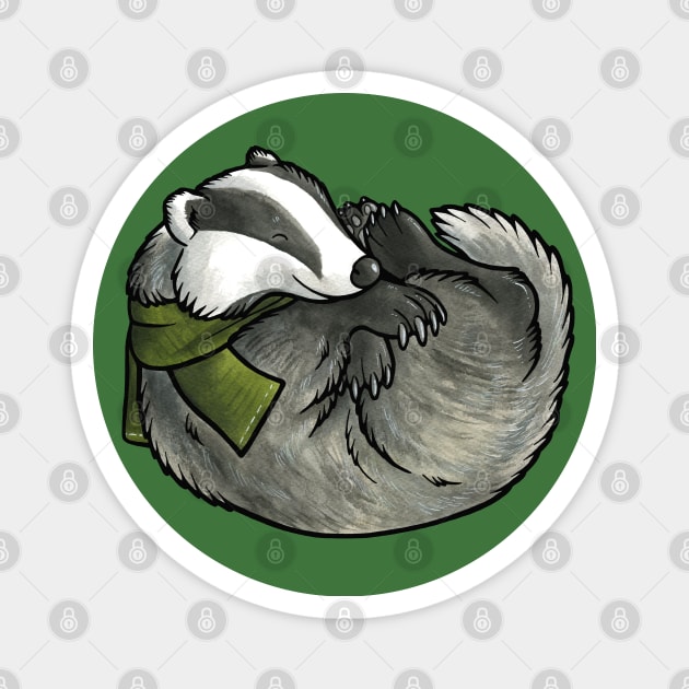 Sleepy badger Magnet by animalartbyjess